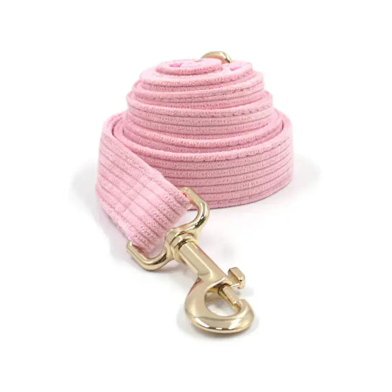 Set en Velours Rose Clair  – Harnais, Collier & Laisse avec boucle Dorée | SANEO Pets SANEO Pets
