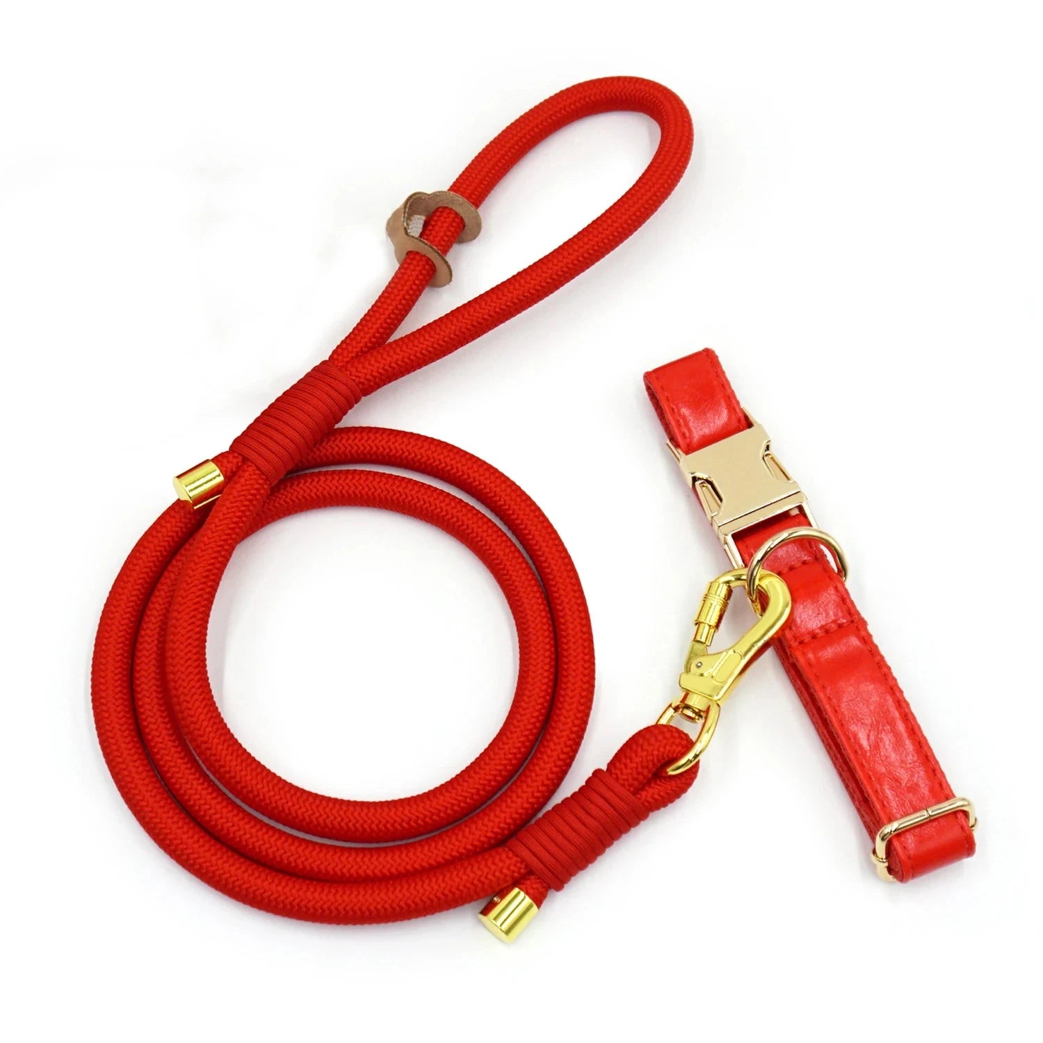 Set en Velours Rouge – Collier & Laisse avec boucle Dorée | SANEO Pets SANEO Pets