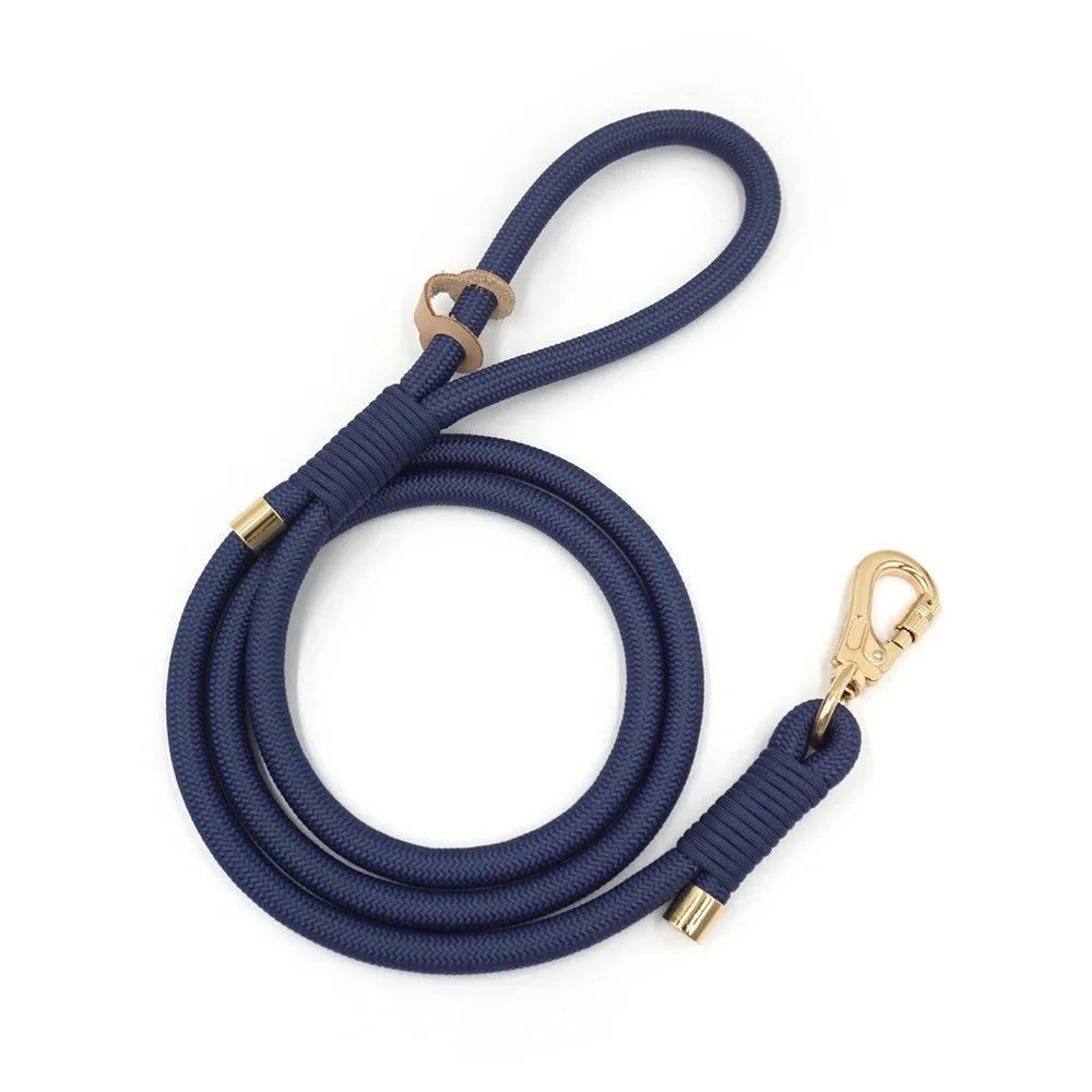 Set en Velours Bleu Marine – Collier & Laisse avec boucle Dorée | SANEO Pets SANEO Pets