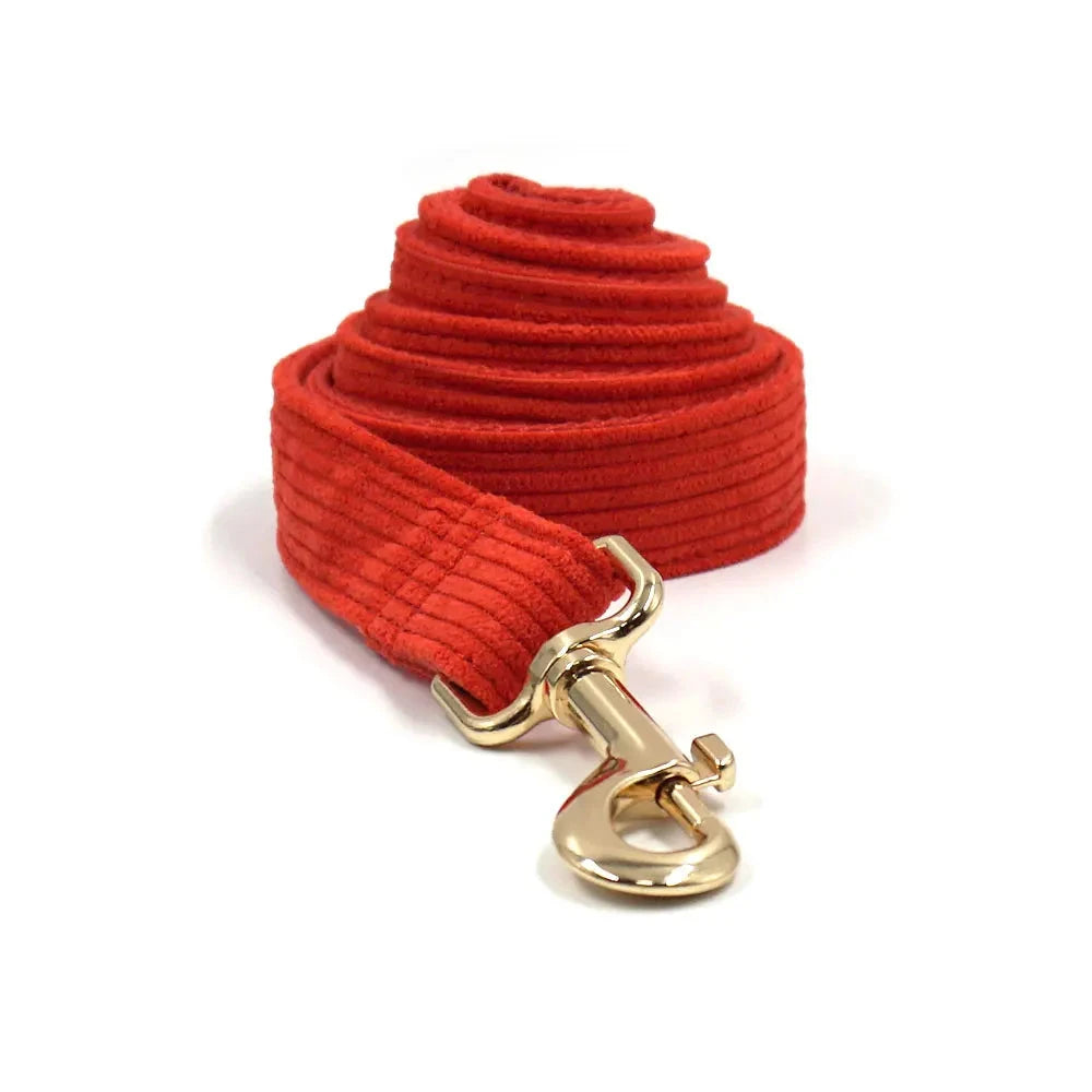 Set en Velours Rouge – Harnais, Collier & Laisse avec boucle Dorée | SANEO Pets SANEO Pets