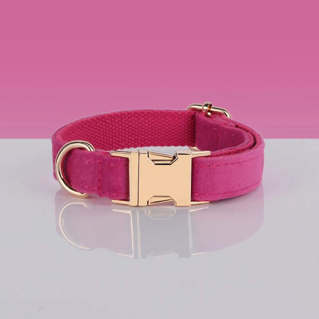 Set en Velours Rose Barbie – Harnais, Collier & Laisse avec boucle Dorée | SANEO Pets SANEO Pets