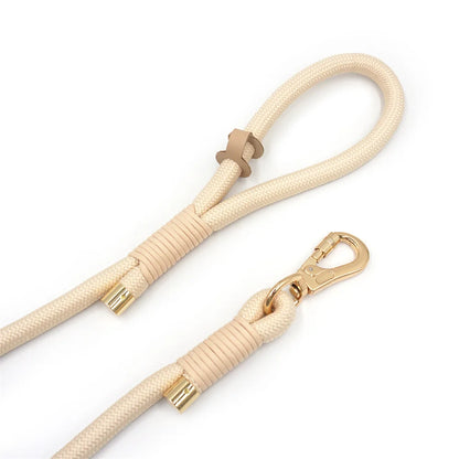 Set 3 Pièces Luxe en Velours Crème – Collier, Laisse & Poop Bag