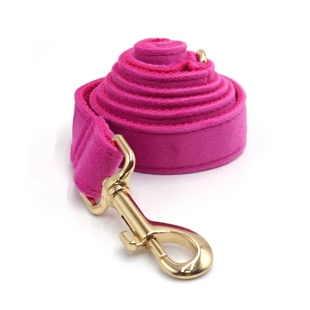 Set en Velours Rose Barbie – Harnais, Collier & Laisse avec boucle Dorée | SANEO Pets SANEO Pets