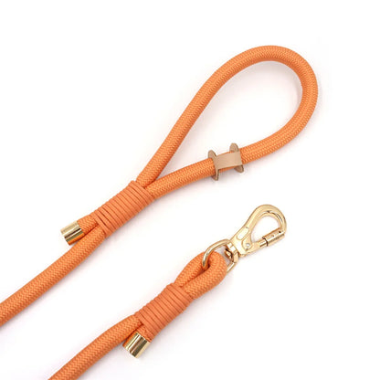 Set 3 Pièces Luxe en Velours Orange – Collier, Laisse & Poop Bag