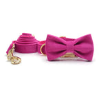 Set en Velours Rose Barbie – Harnais, Collier & Laisse avec boucle Dorée | SANEO Pets SANEO Pets