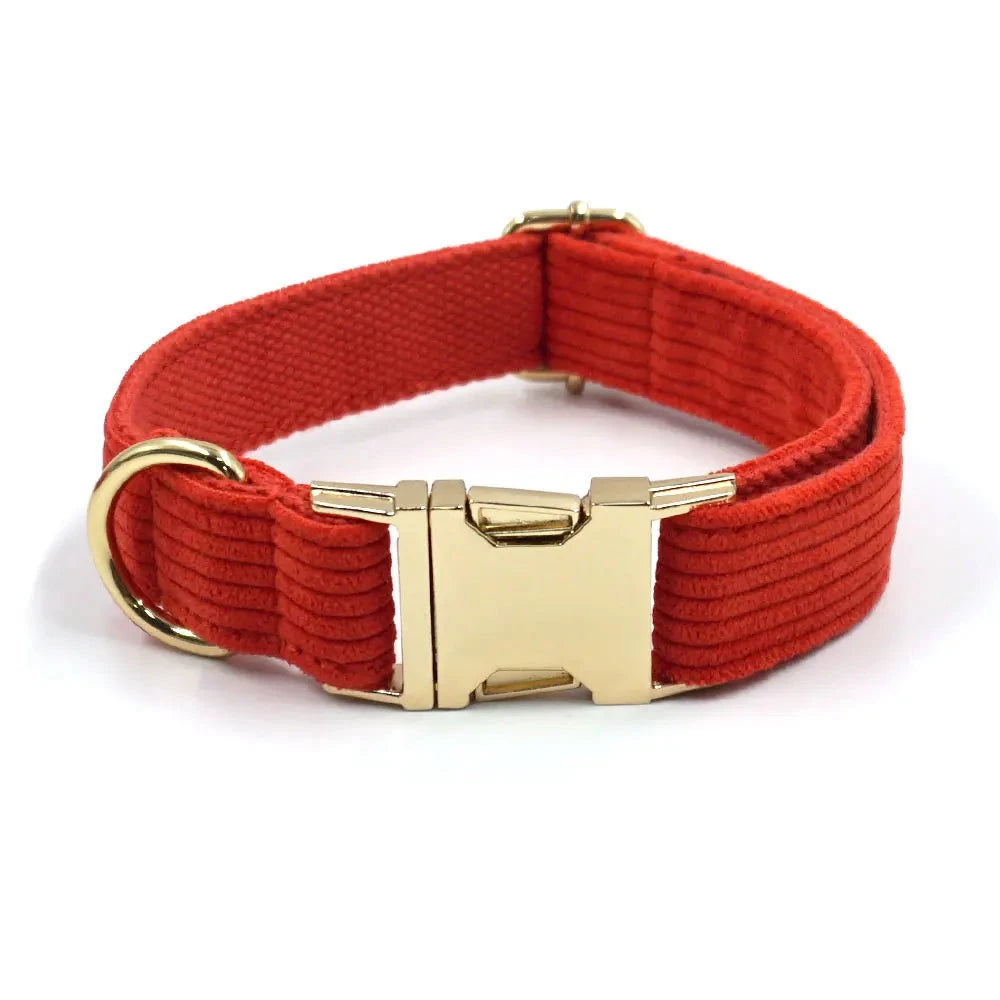 Set en Velours Rouge – Harnais, Collier & Laisse avec boucle Dorée | SANEO Pets SANEO Pets